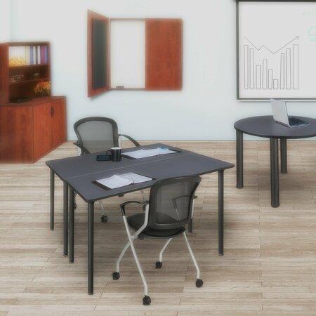 REGENCY Kee Folding Tables, 42 W, 24 L, 29 H, Wood, Metal Top, Grey MTF4224GYBK